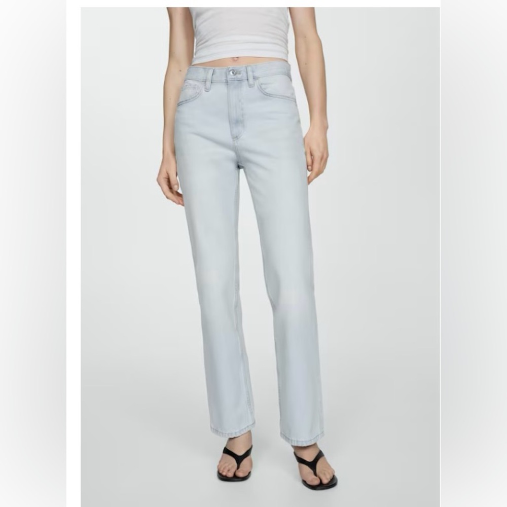 Mango Light Blue Straight Leg Jeans
